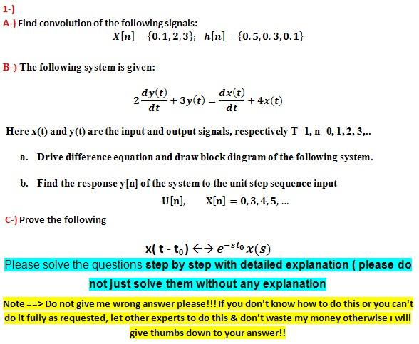 Solved 1 A Find Convolution Of The Following Signals Chegg Com