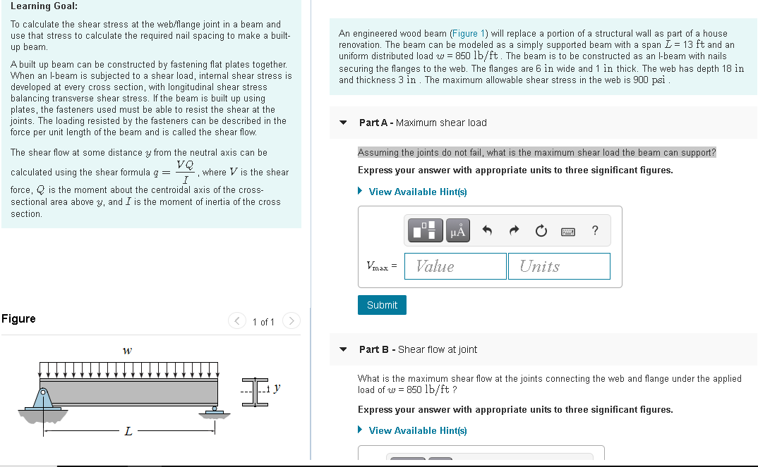 Solved Learning Goal: To calculate the shear stress at the | Chegg.com