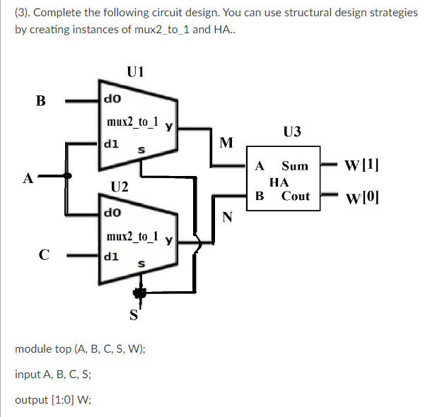 Solved Complete the following circuit design. You can use | Chegg.com
