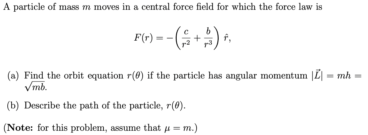 Solved A particle of mass m moves in a central force field | Chegg.com