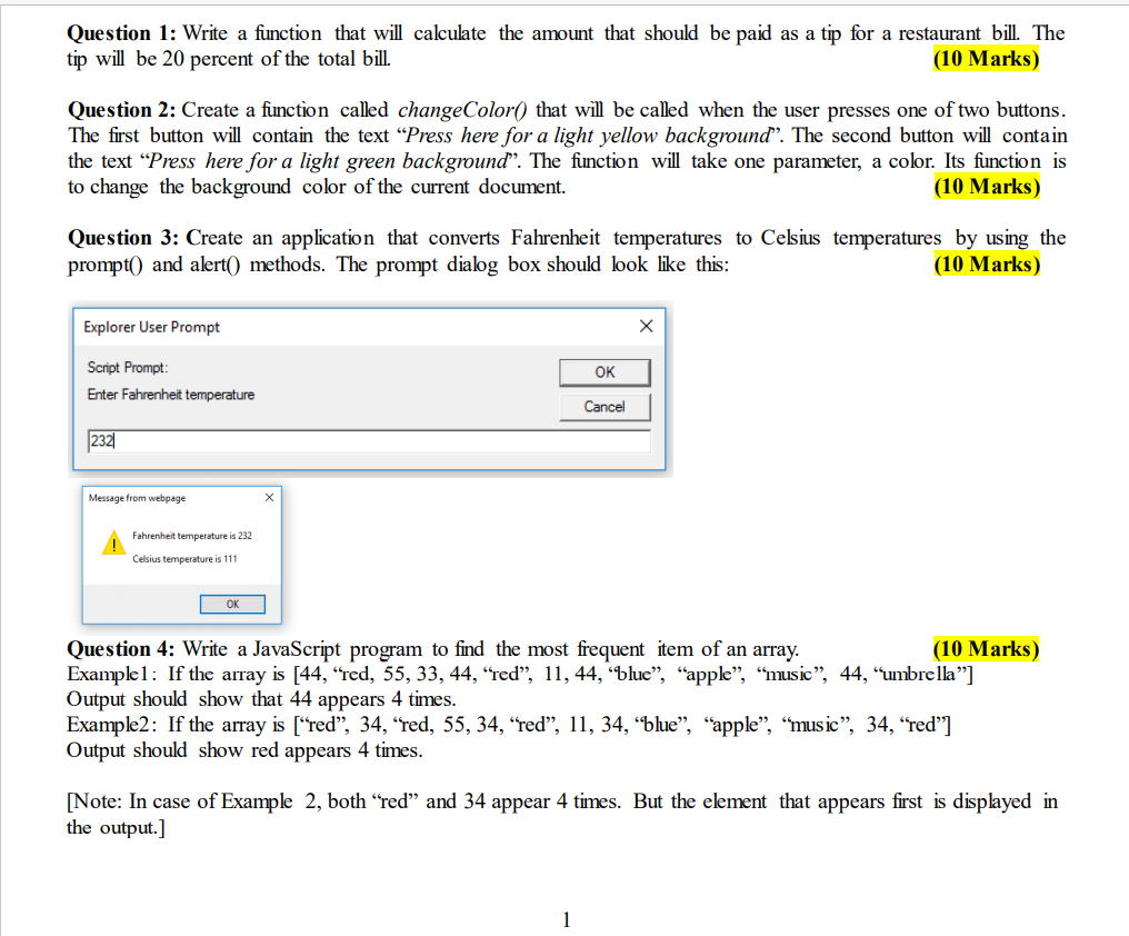 Solved Question 1: Write a function that will calculate the | Chegg.com