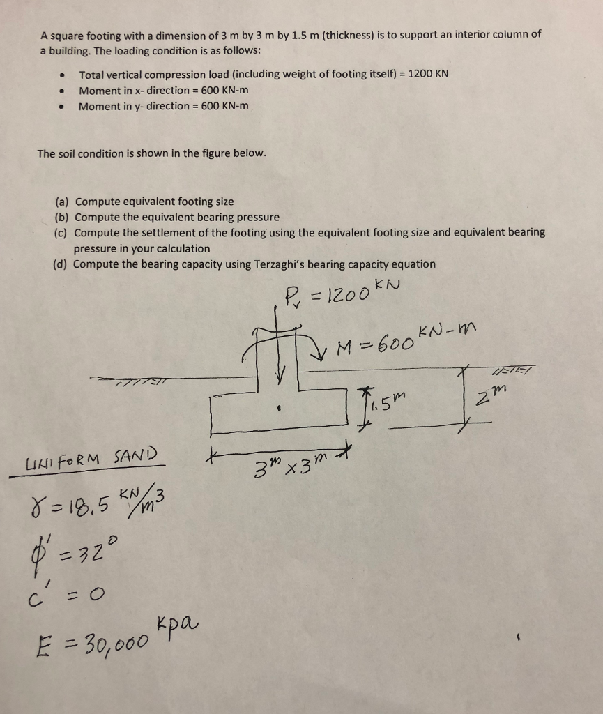 solved-a-square-footing-with-a-dimension-of-3-m-by-3-m-by-chegg