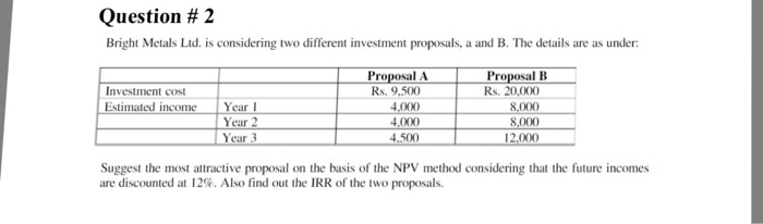 Solved Bright Metals Ltd. Is Considering Two Different | Chegg.com