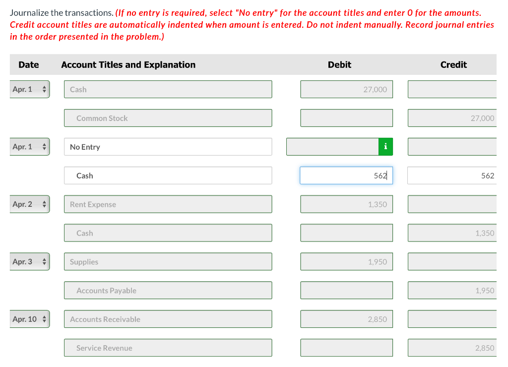 Solved Journalize the transactions. (If no entry is | Chegg.com