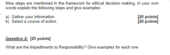 Solved Nine Basic Steps to Personal Ethical Decision Making | Chegg.com