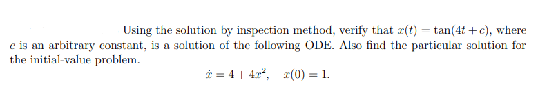 Solved Using the solution by inspection method, verify that | Chegg.com