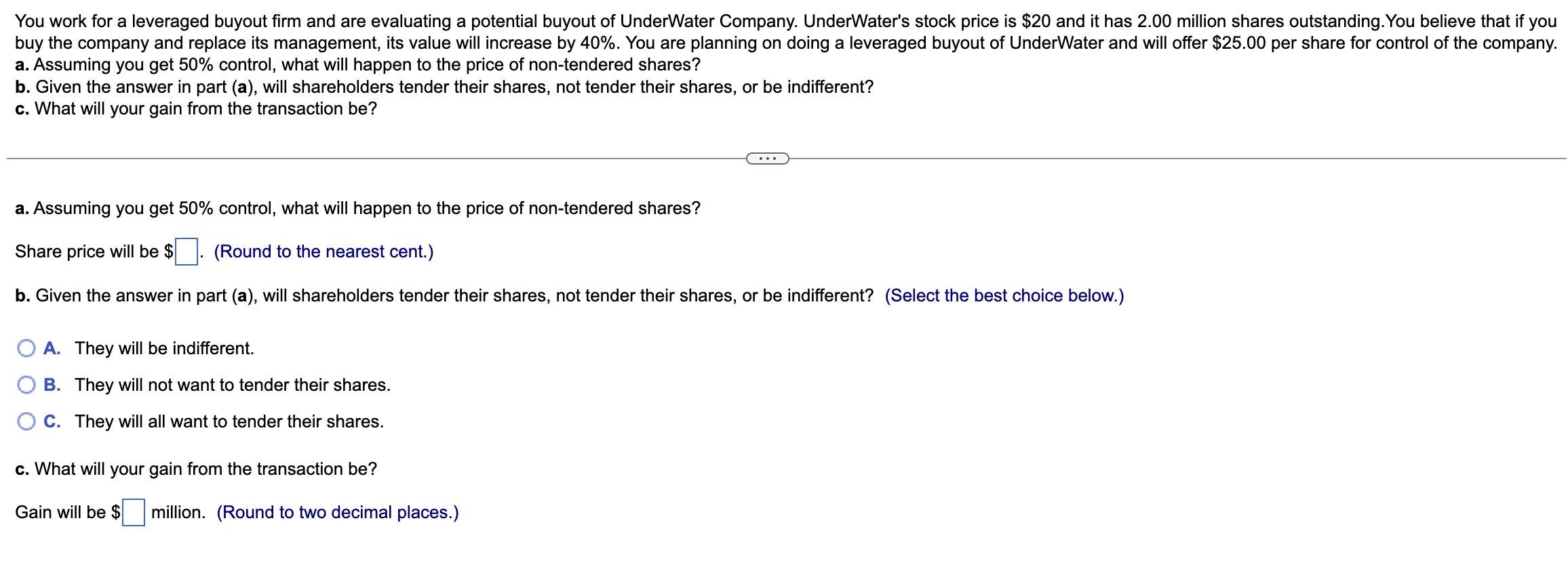 Solved You work for a leveraged buyout firm and are | Chegg.com