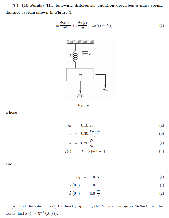 Solved 7 10 Points The Following Differential Equati Chegg Com
