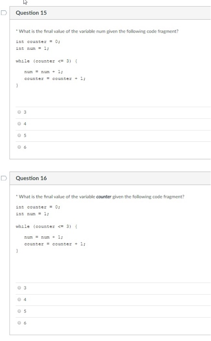 Solved Question 1 what is the final value of the variable | Chegg.com