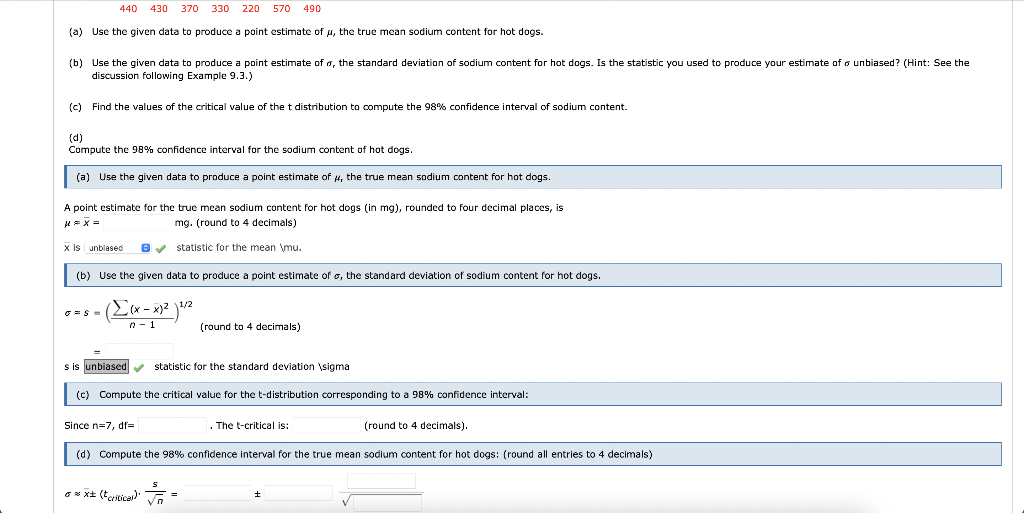Solved (a) Use the given data to produce a point estimate of | Chegg.com