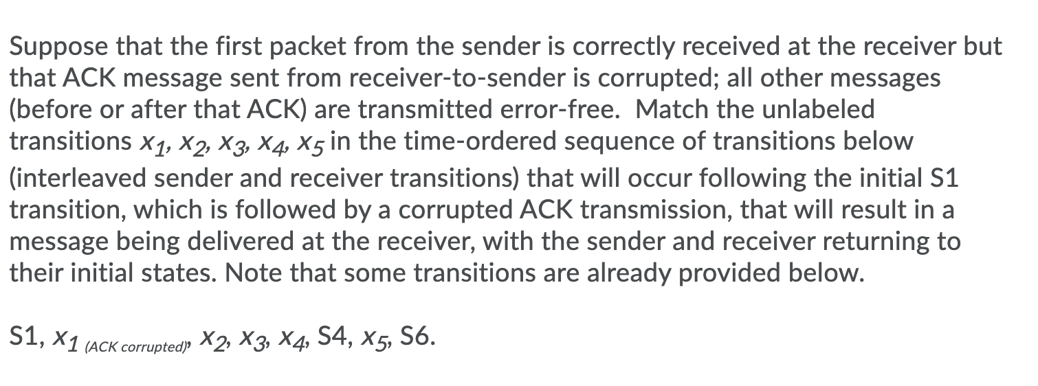 Suppose that the first packet from the sender is