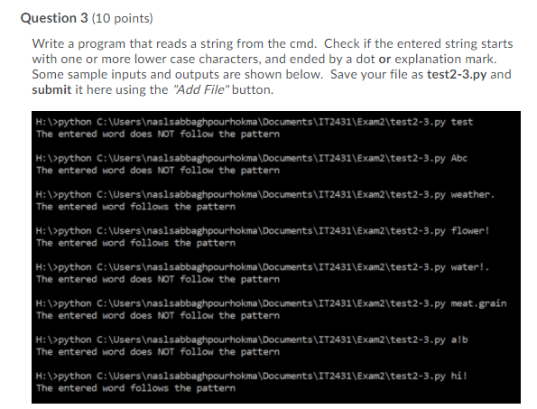 Solved Question 3 (10 points) Write a program that reads a | Chegg.com