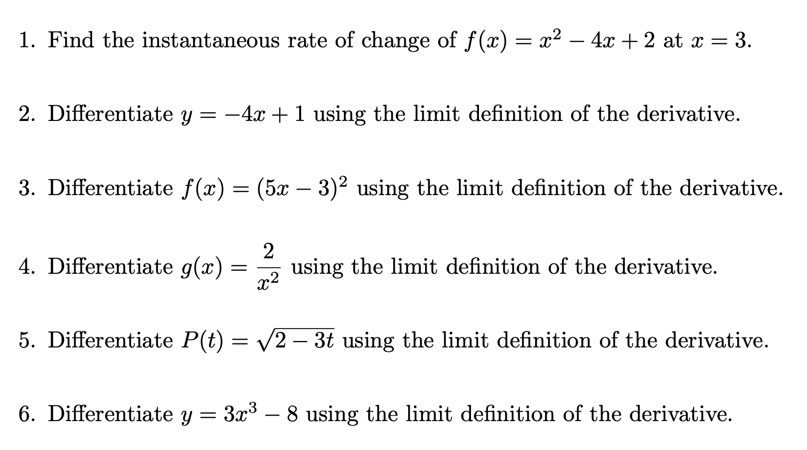 Solved 1. Find the instantaneous rate of change of | Chegg.com