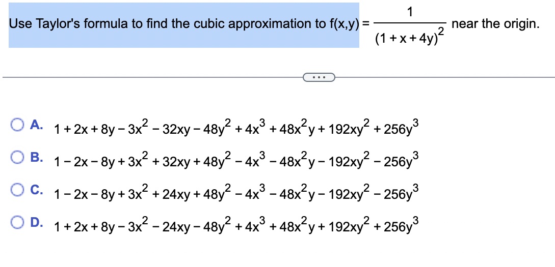 Solved Use Taylor's formula to find the cubic approximation | Chegg.com
