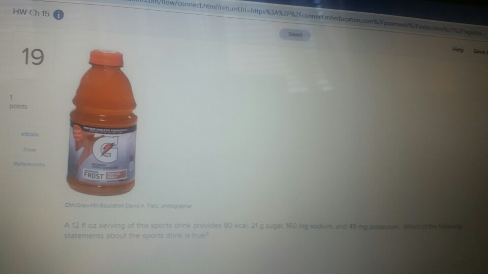 Solved a 12 FL Oz serving of this sport drink provides