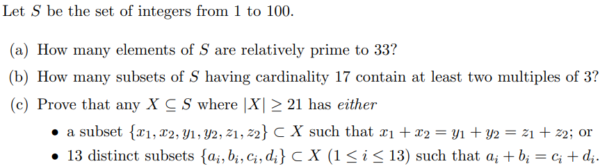 Solved Let S be the set of integers from 1 to 100. How many | Chegg.com