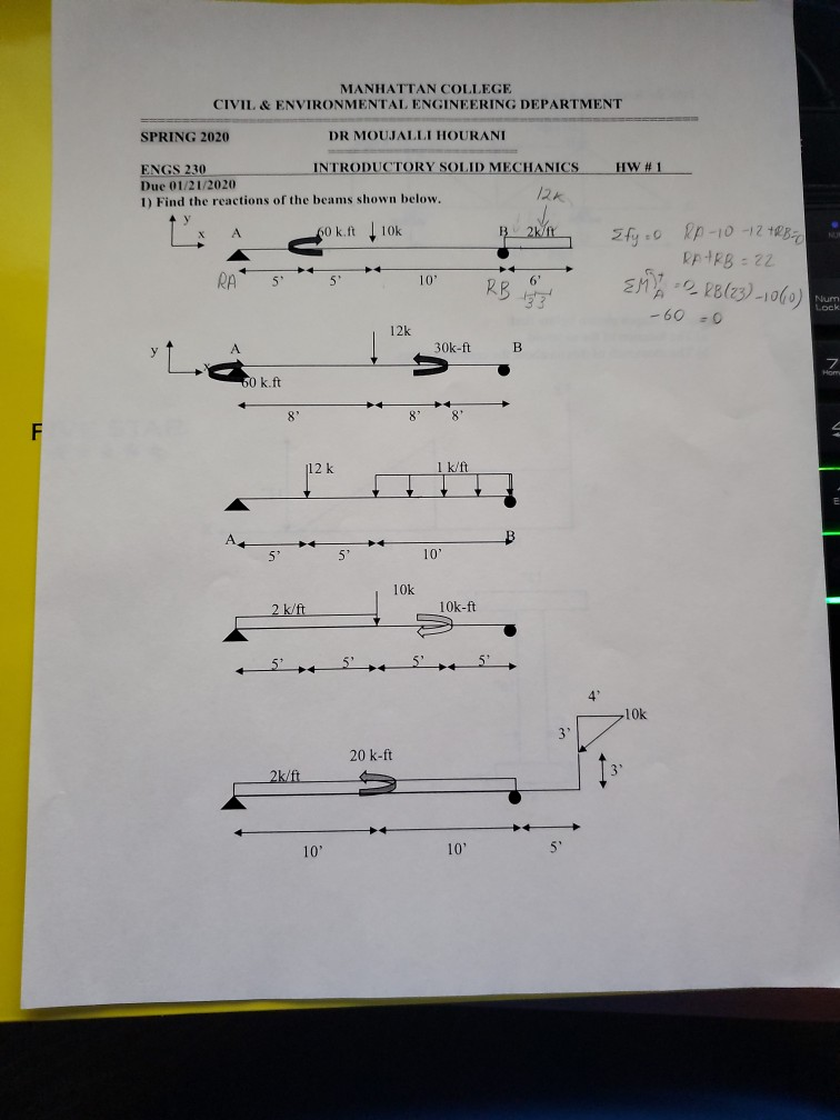 Solved MANHATTAN COLLEGE CIVIL & ENVIRONMENTAL ENGINEERING