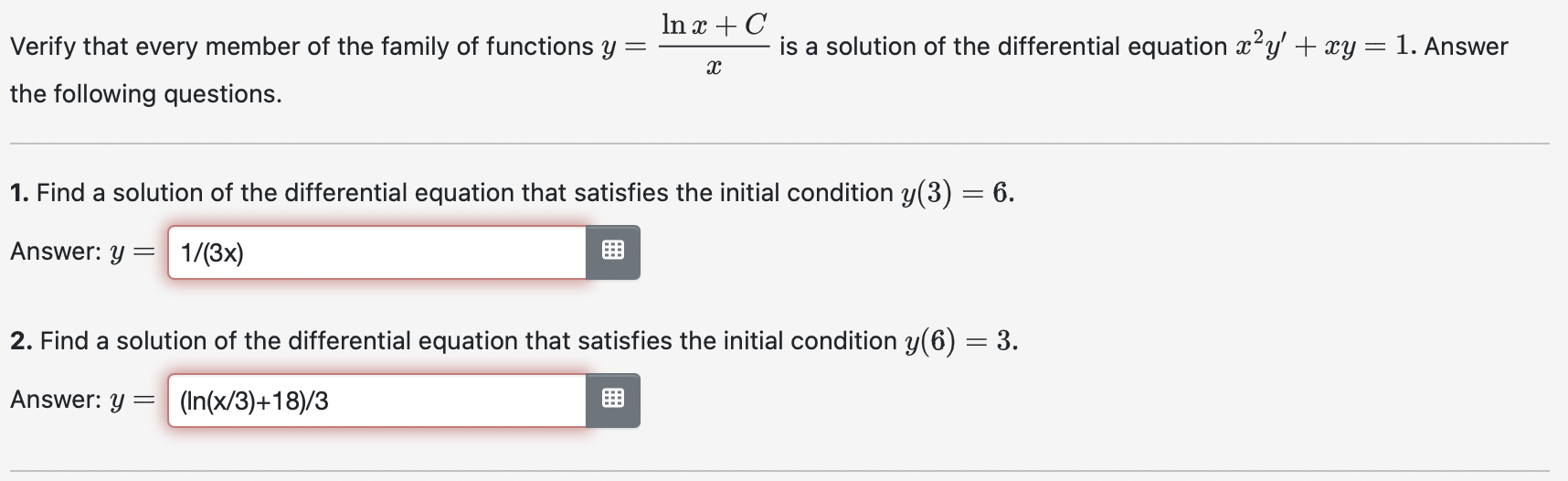 Solved Verify that every member of the family of functions | Chegg.com