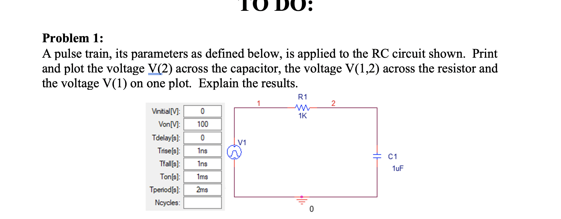 Solved DO: Problem 1: A pulse train, its parameters as | Chegg.com