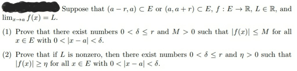 Solved Suppose that (a-r, a) C E or (a, a + r) C E, f : E → | Chegg.com