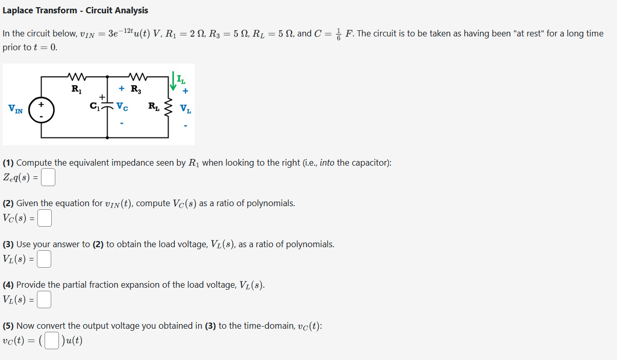 Solved Laplace Transform - ﻿Circuit AnalysisIn The Circuit | Chegg.com