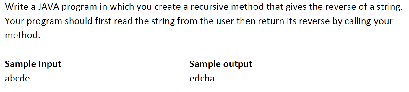 Solved Write a JAVA program in which you create a recursive | Chegg.com