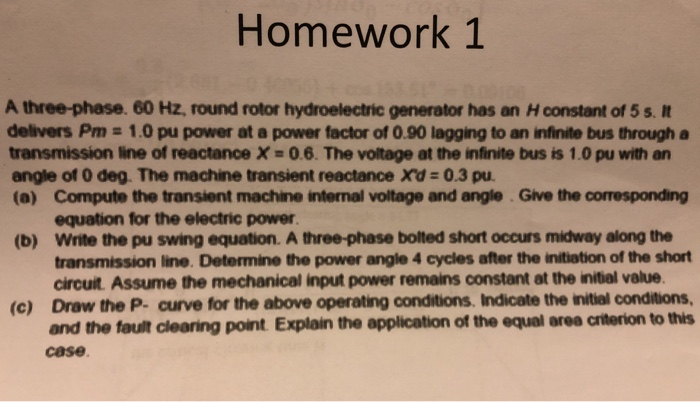 Solved Homework 1 A three-phase. 60 Hz, round rotor | Chegg.com