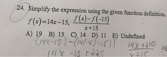 Solved 24. Simplify the expression using the given function | Chegg.com