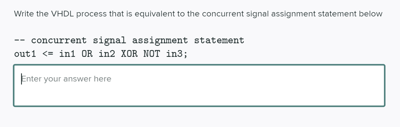 signal assignment in process vhdl