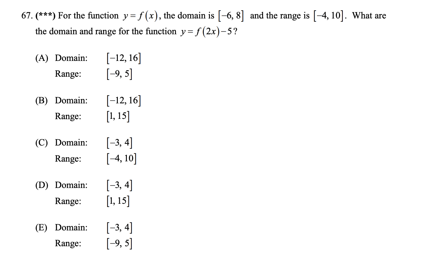 Solved 67 For The Function Y F X The Domain Is Chegg Com