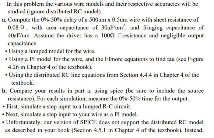 Simple Wire Model Math In this problem the various wire models and their | Chegg.com