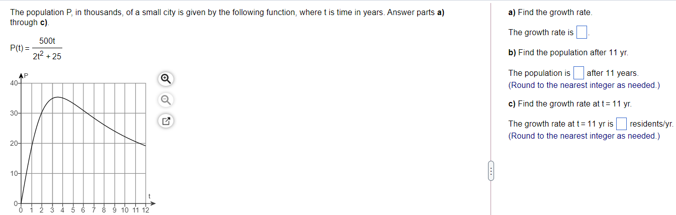 Solved The population P, in thousands of a small city is | Chegg.com