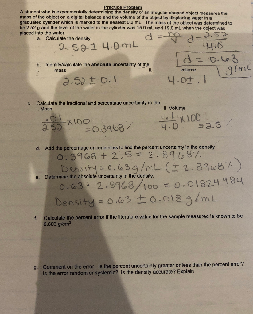 Solved Practice Problem A student who is experimentally  Chegg.com