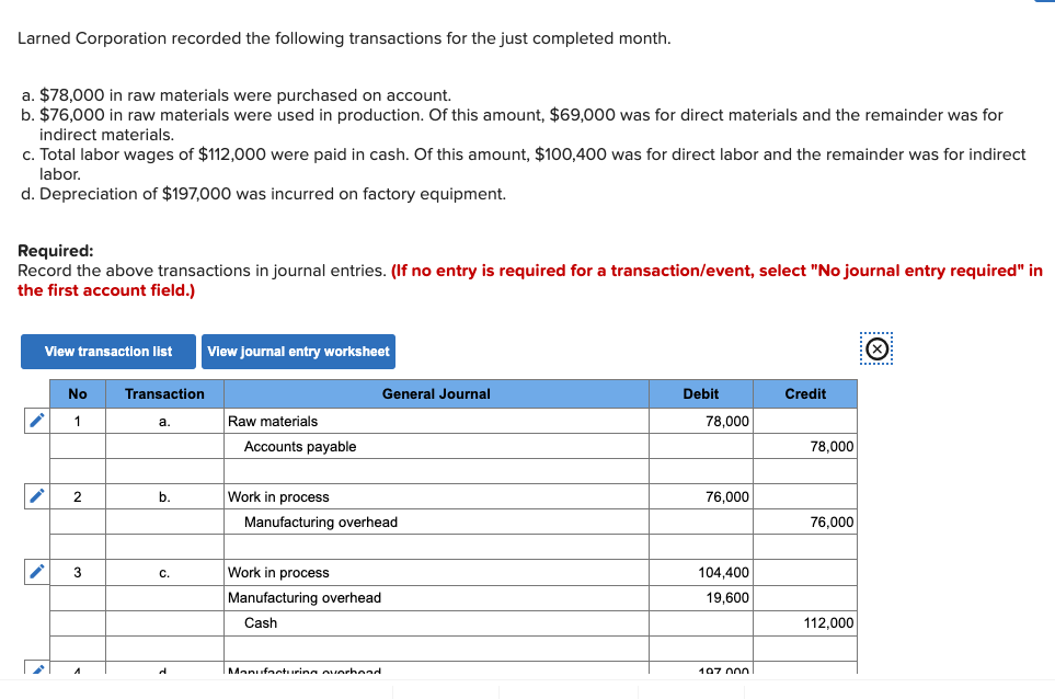 Solved Larned Corporation Recorded The Following Chegg Com