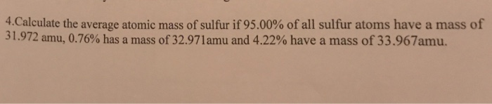 how to calculate the average atomic mass of sulfur