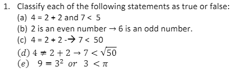 Solved 1. Classify each of the following statements as true | Chegg.com
