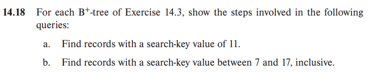 Solved 18 For Each B+-tree Of Exercise 14.3, Show The Steps | Chegg.com