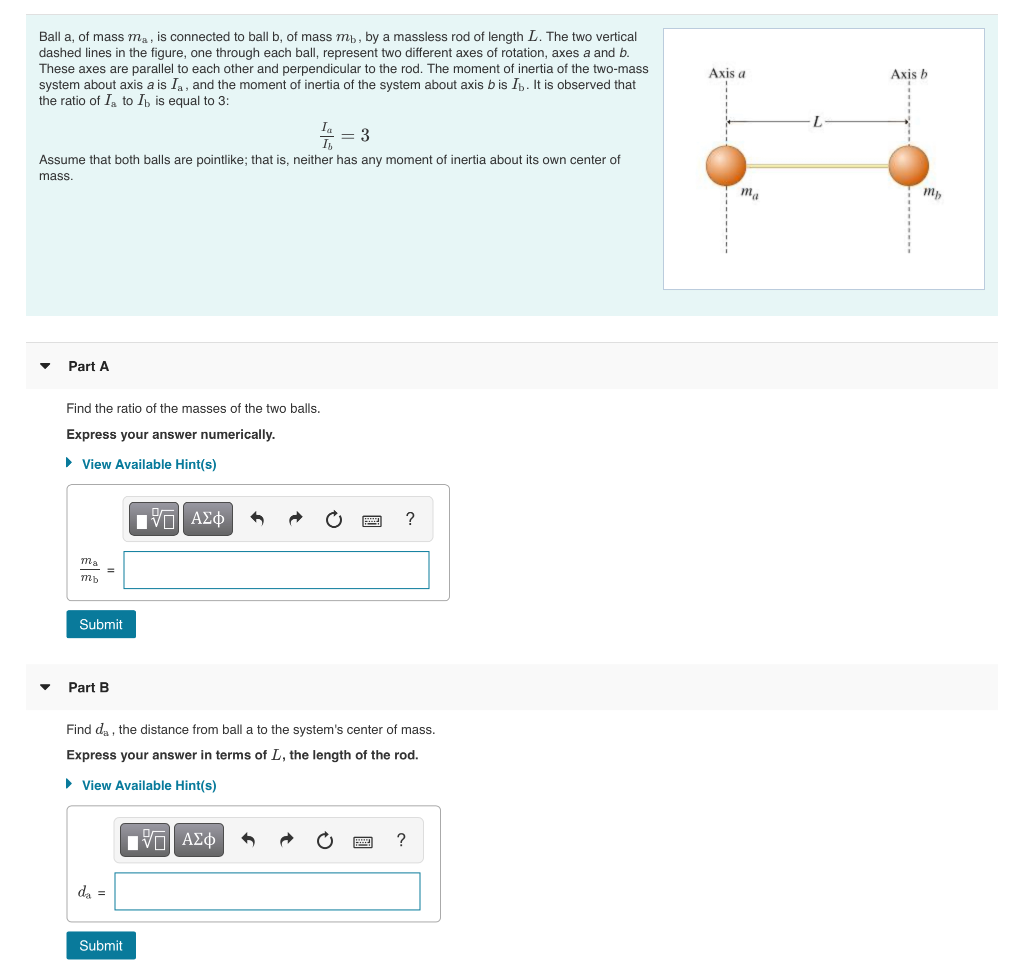 solved-ball-a-of-mass-mama-mbmb-ll-the-two-vertical-dashed-chegg