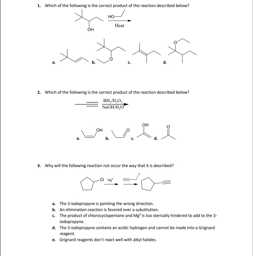 Solved Which of the following is the correct product of the | Chegg.com