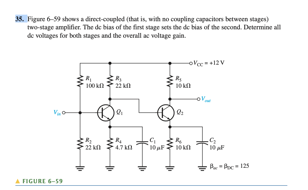 Solved 35. Figure 659 shows a directcoupled (that is, with
