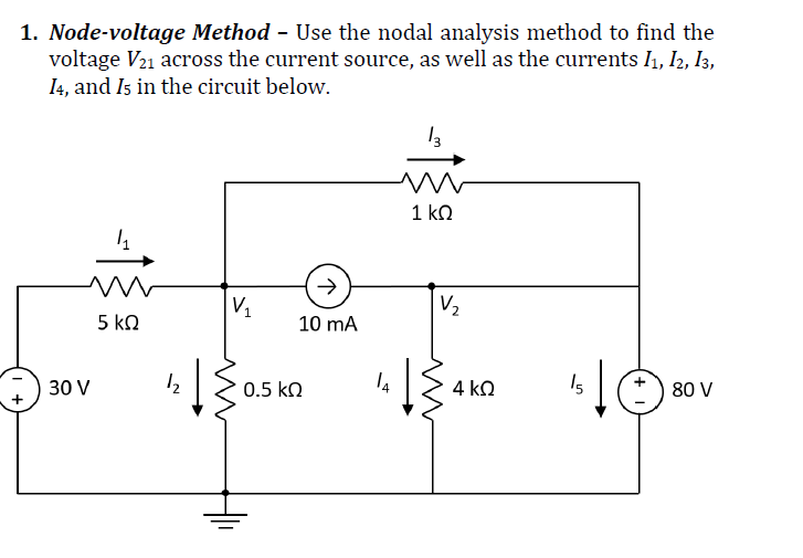 Solved 1. Node-voltage Method - Use the nodal analysis | Chegg.com