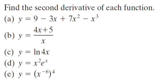 Solved Find the second derivative of each function. (a) y = | Chegg.com