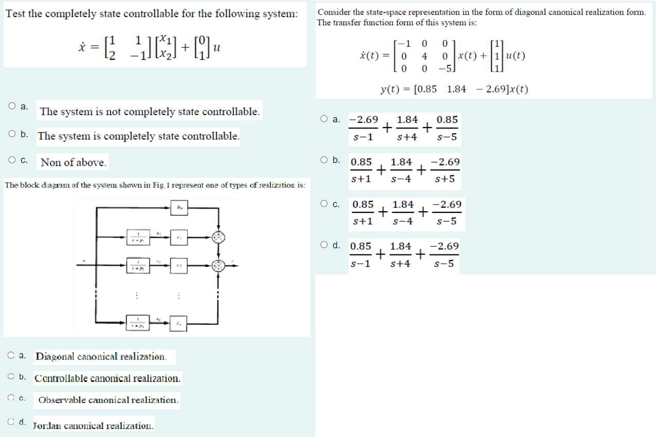 Solved Test the completely state controllable for the | Chegg.com