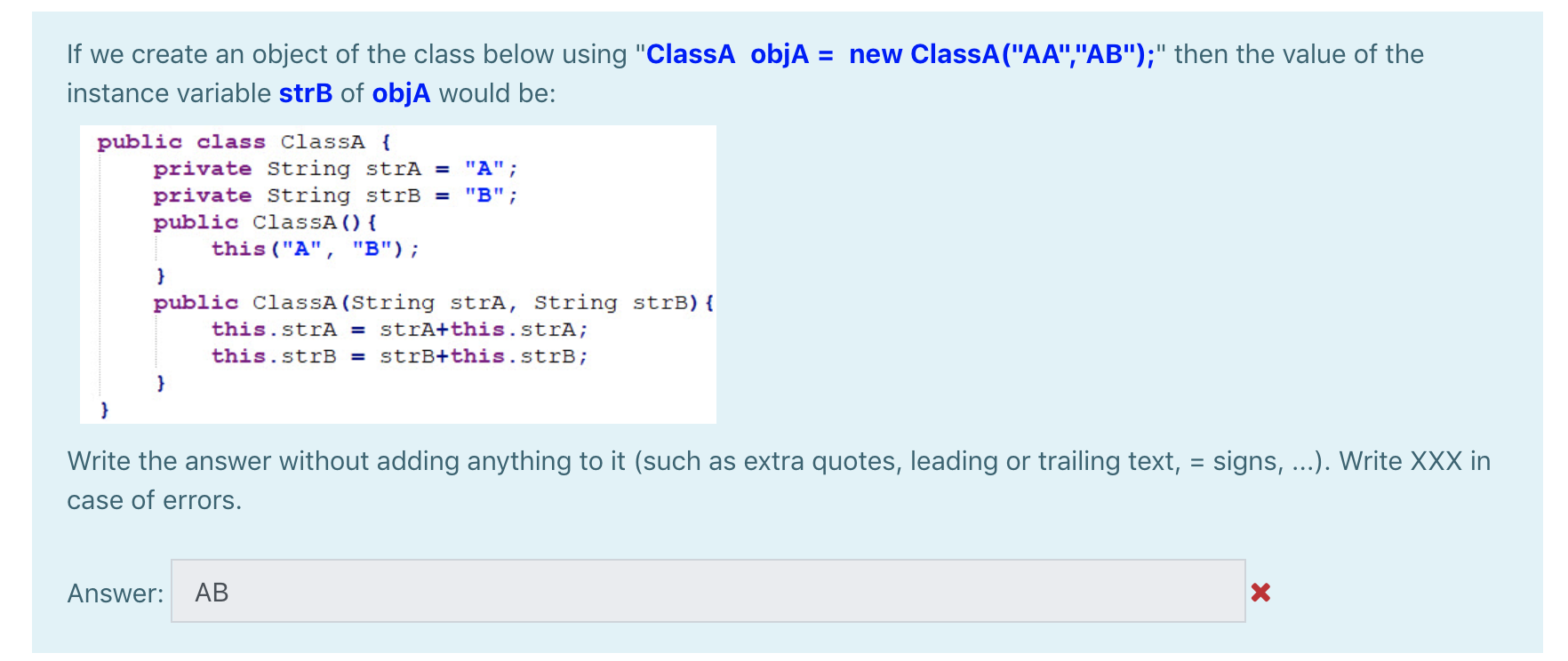 Solved If we create an object of the class below | Chegg.com