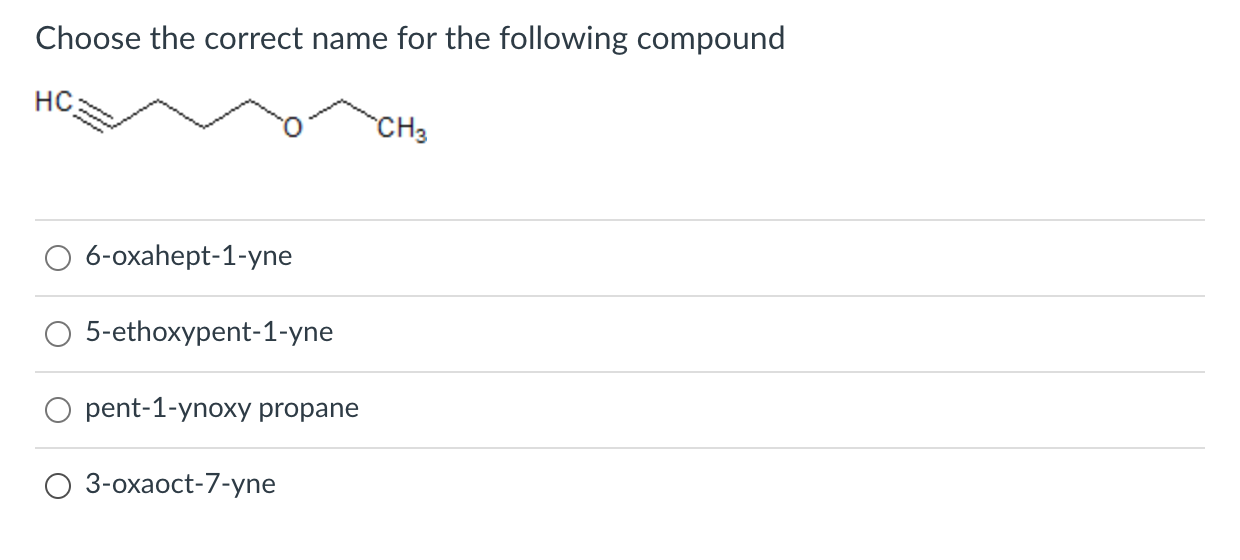 Solved Choose the correct name for the following compound | Chegg.com
