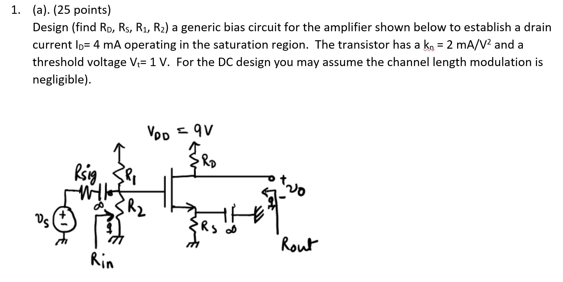 Solved 1(b) (25 points) For the circuit designed in part (a) | Chegg.com