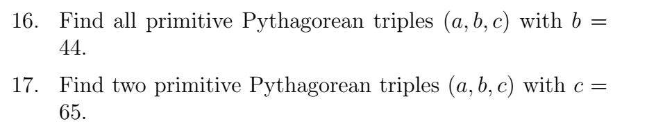 Solved 16. Find all primitive Pythagorean triples (a,b,c) | Chegg.com