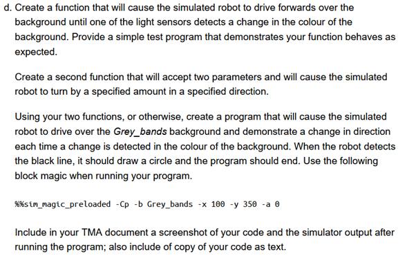 Solved d. ﻿Create a function that will cause the simulated | Chegg.com