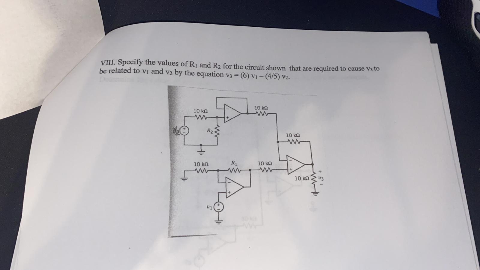 Solved VIII. Specify the values of Ri and Ry for the circuit | Chegg.com