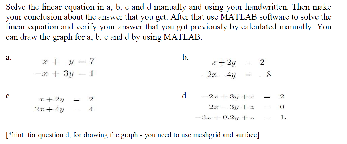 Solved How To Do The Matlab Part For Ques A,b,c And D 